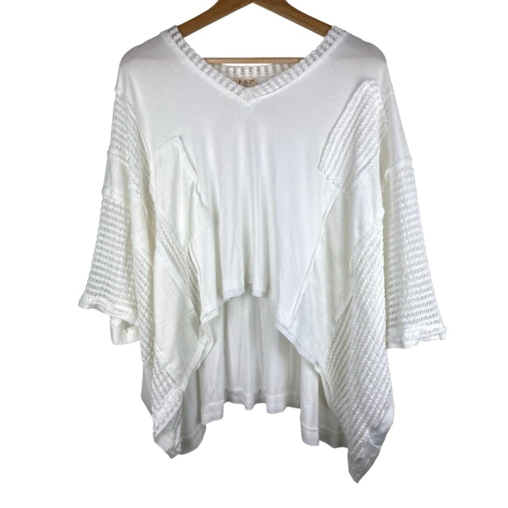 POL Ready or Not White Patchwork Top NWT